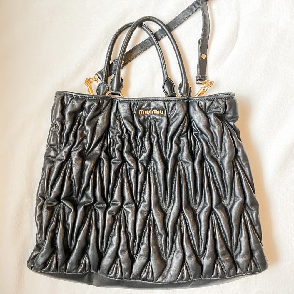 Miu Miu Matelassé Leather Tote